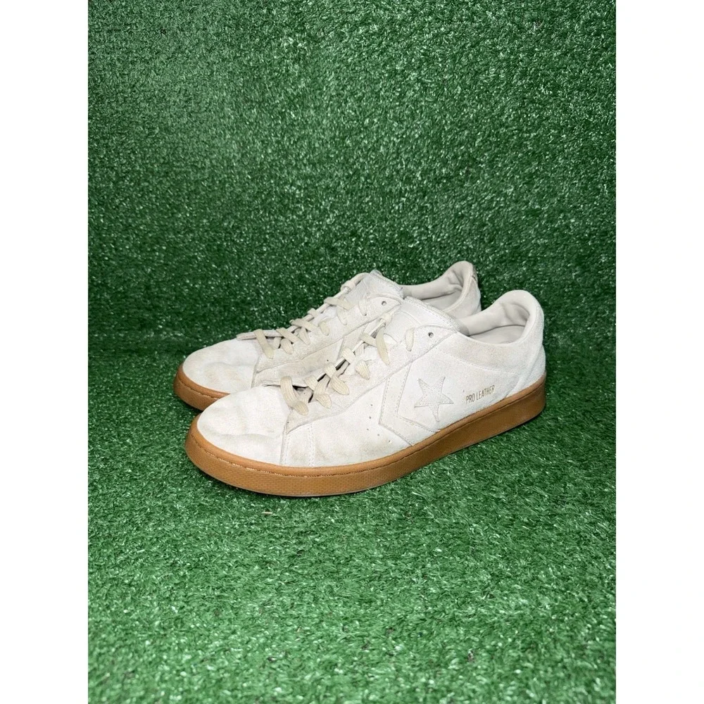 Converse Pro‎ Leather Shoes Mens Size 12 Beige Leather Low Top Comfort Sneakers